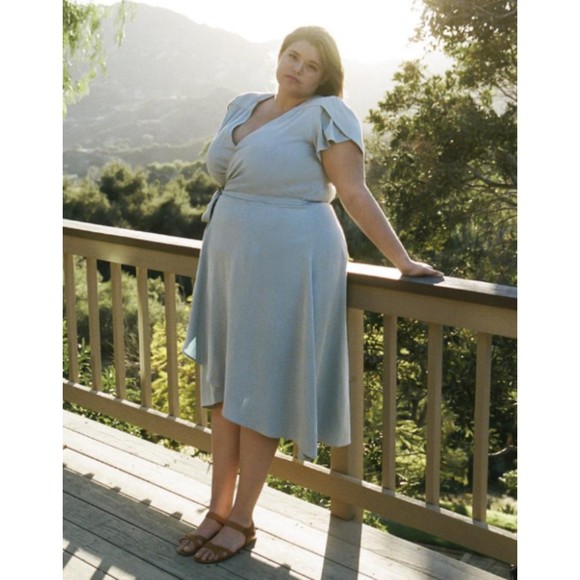 NWT Christy Dawn The Autumn Dress Extended Wrap Dress 2X Plus Washed Blue - Picture 3 of 13